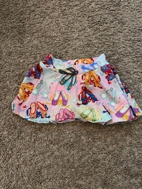 Disney Princess inspired Multicolor Ballet Shoe Print Skort 3T